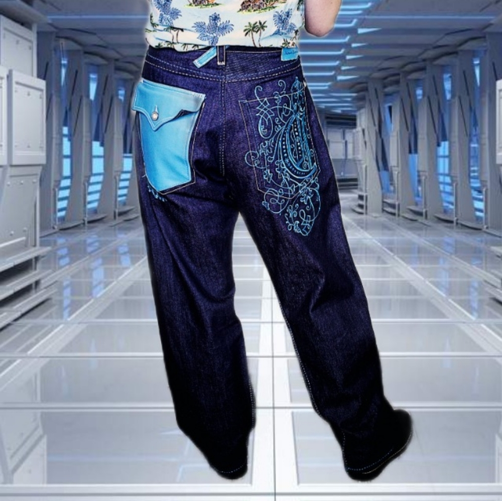 Futuristic Blue Graphic Vintage Coogi Jeans